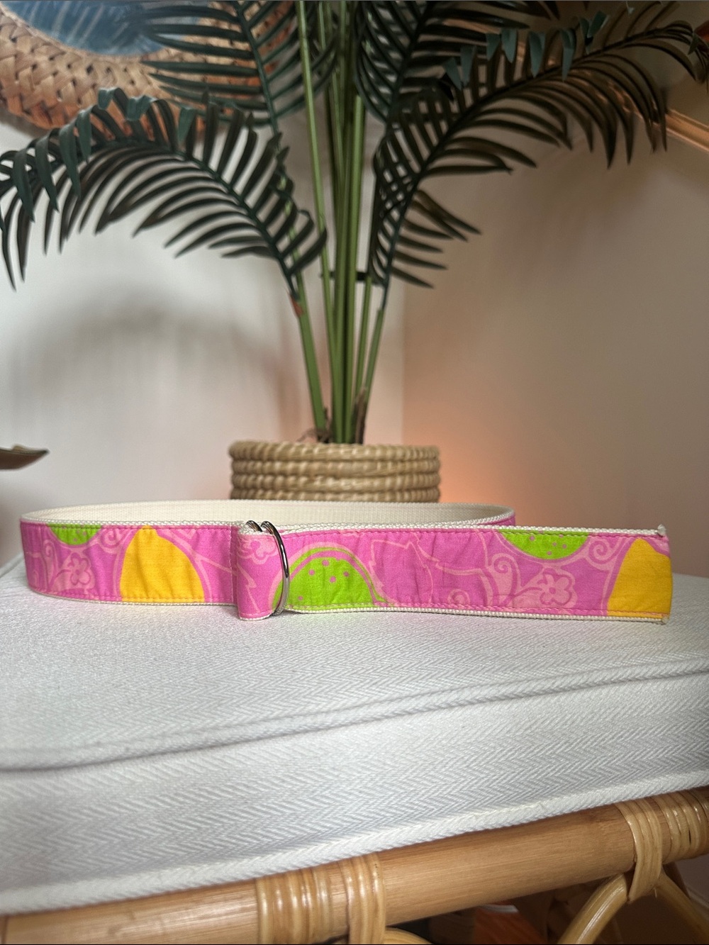 Lilly Pulitzer Pink Fabric Belt with limes and lemons